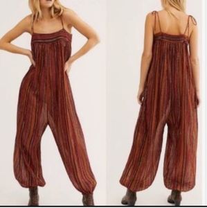 Free People Rust Metallic Jumpsuit